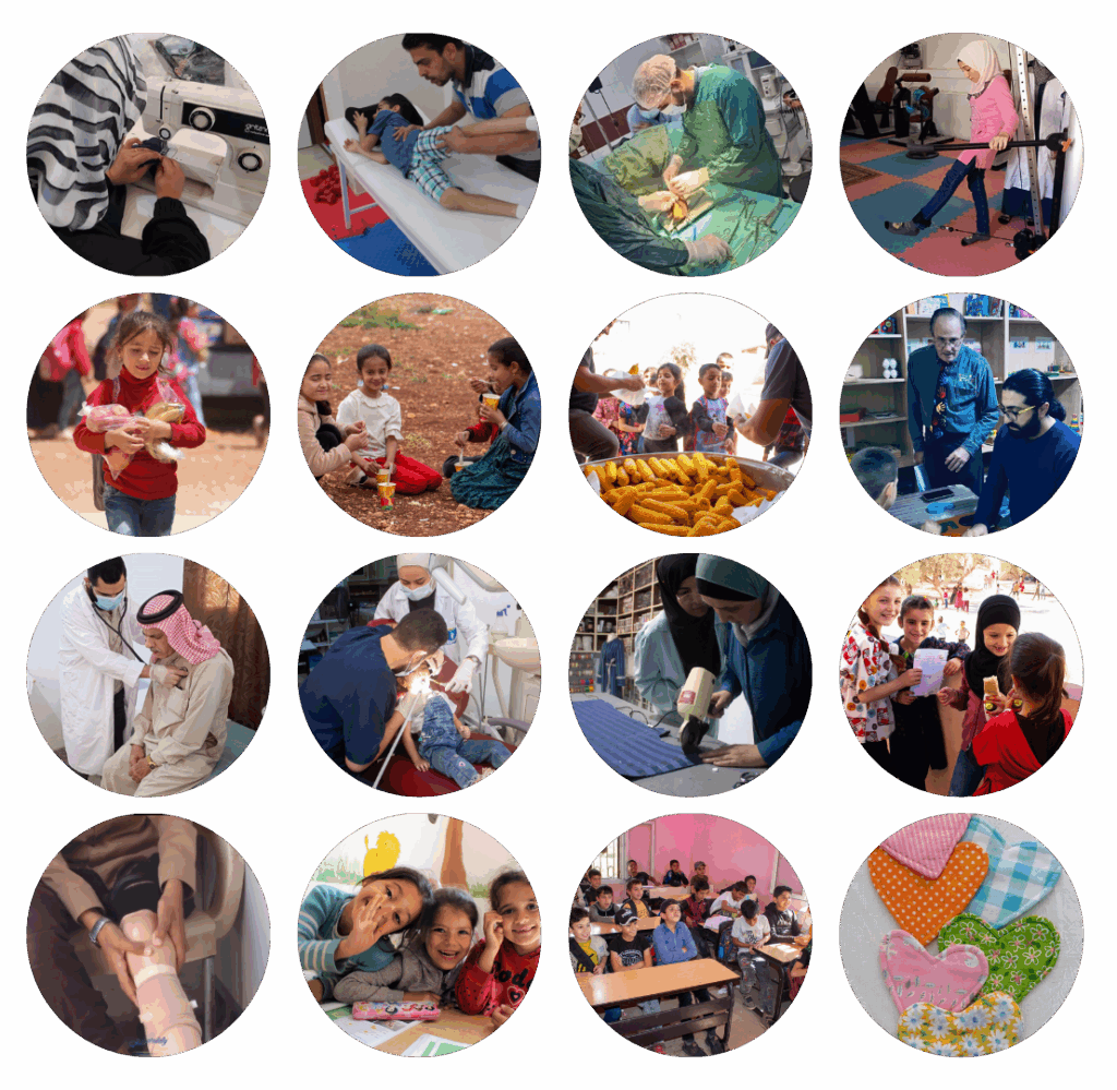 a grid of small circles showing the impact of iradaty in the different sectors